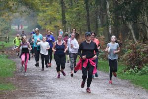 Runners from the middle of the pack close together