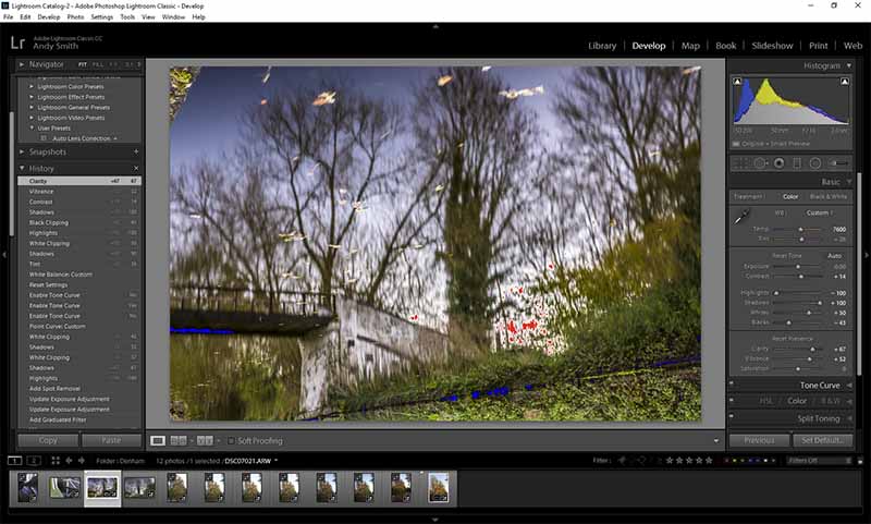 Lightroom screed following initial adjustments