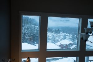 Snowy window scene