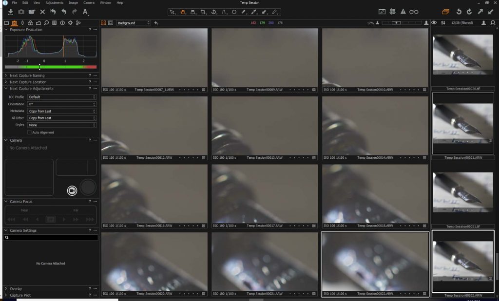 Selected images shown in the Capture One preview window