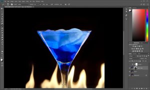 Cocktail glass image being edited