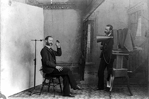 Old photograph of a portrait being taken