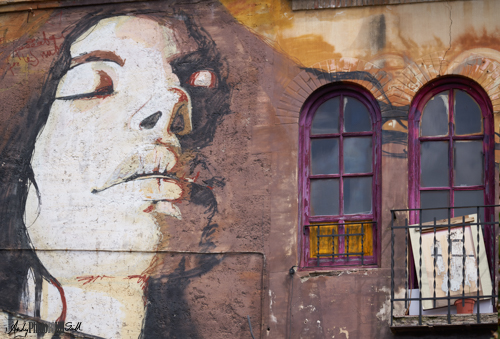 Michael Jackson graffito on run-down house wall