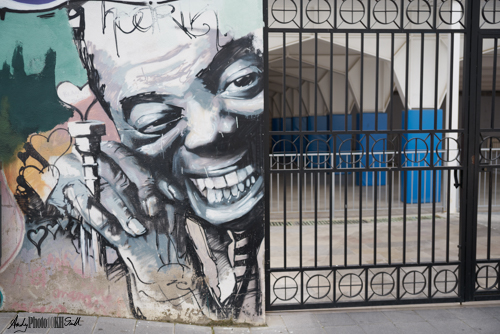 Demonic laughing graffito