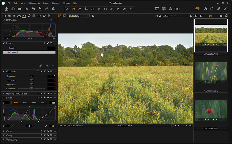 Screenshot showing the toning tools in Capture One Pro