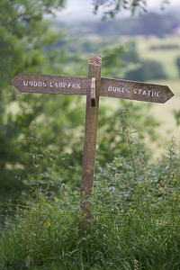 Signpost signalling direction of the Duke's Statue Cliveden