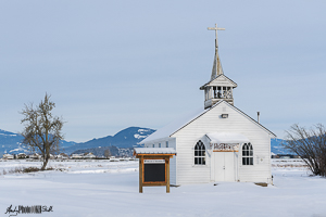 Snowscape with small native north American Chapel