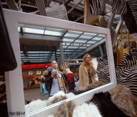 Reflection of shoppers