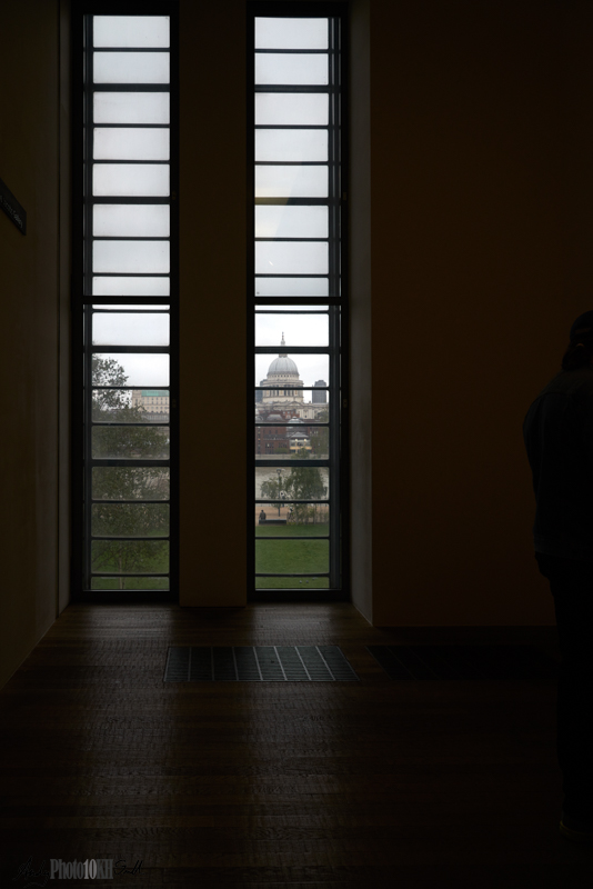 St Paul's viewed through a window in the Tate Modern