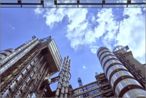 View of the Lloyds' Building and clouds above