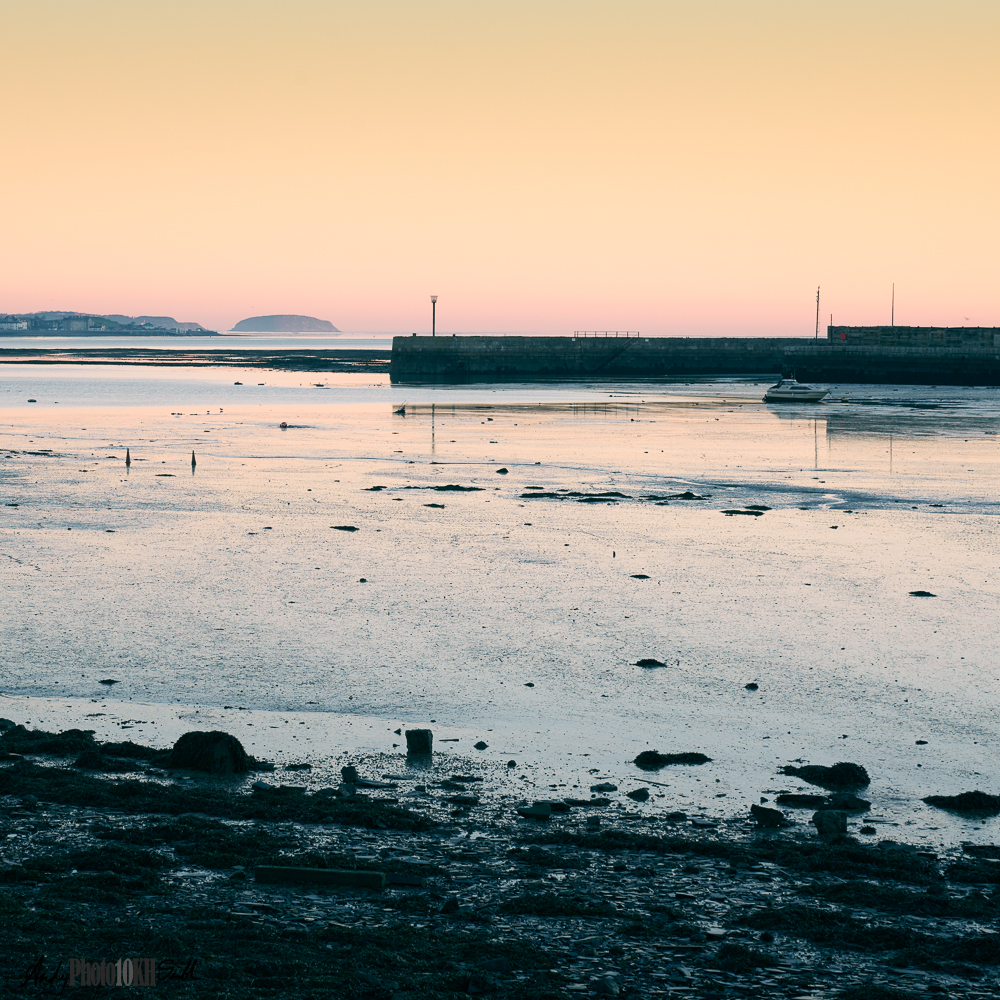 Gritty shore at low tide