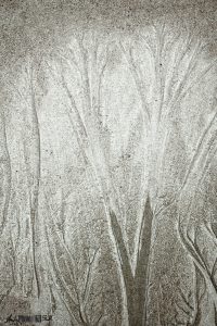 Second in a triptych of desaturated sand patterns that look like trees