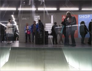 Between floors on the Escalator at the Tate Modern