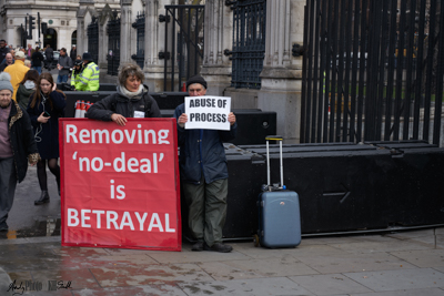 Protesters complaining about the lack of Brexit