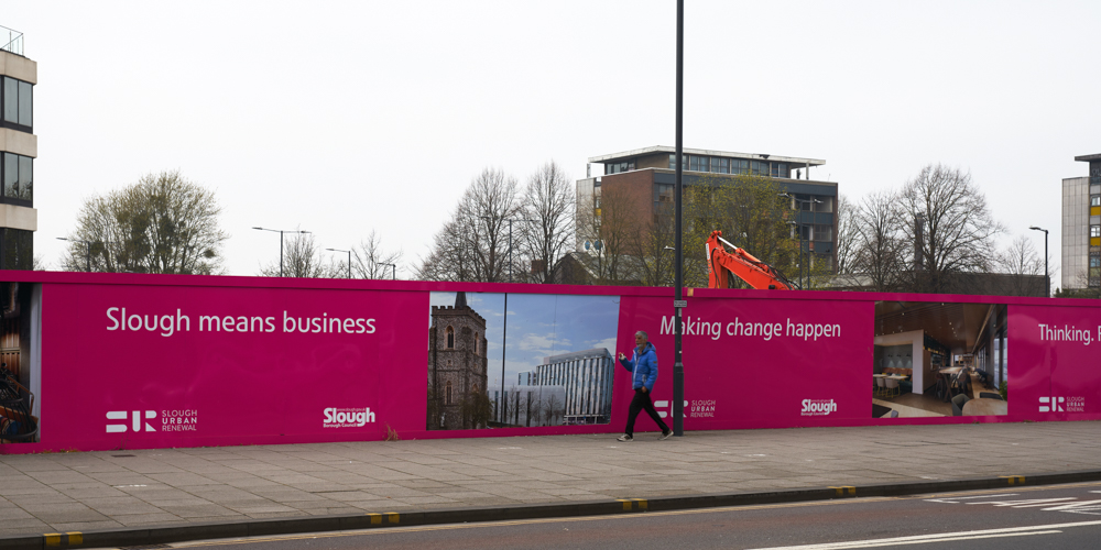 Hoarding in front of demolition site