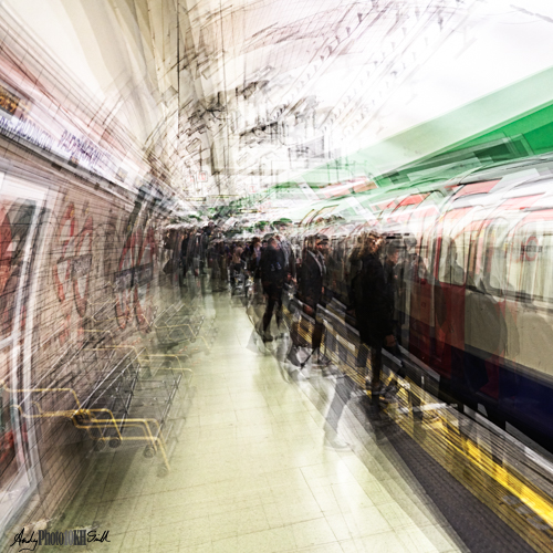 Multishot composite of Tube Station Platofrm