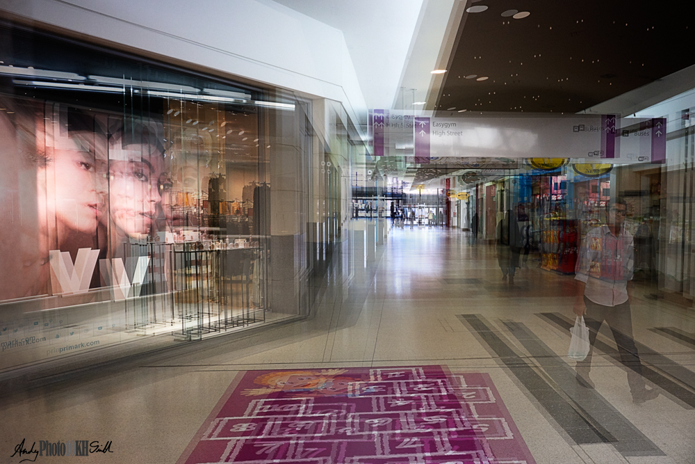 Multiple exposure of a shopping mall