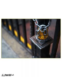 Yellow Lock on Gate