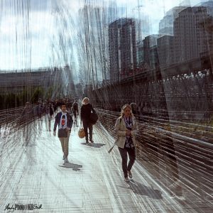 Multi-exposure + three people on the bridge