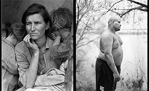 The Migrant mother image from Lange and excerpt from "She Dances on Jackson" from Winship