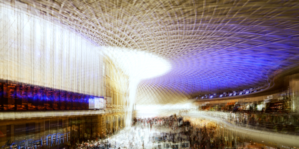 Impression of Kings Cross Railway Station from the first floor balcony