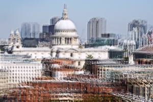 Cropped and stretch impressionist image of London landmark