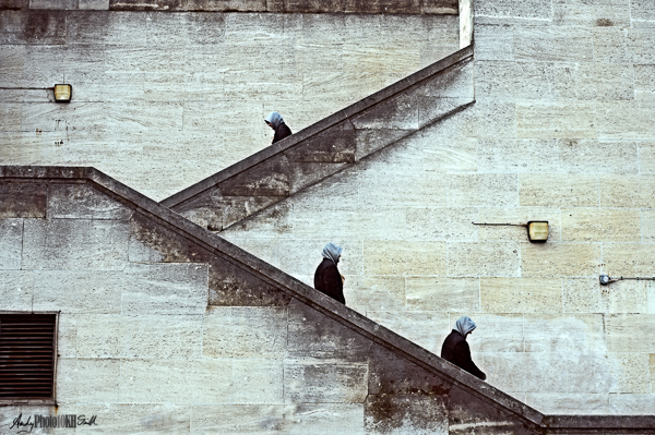 Three Exposures of man on stairs