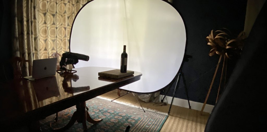 Set up for the Wine Bottle Challenge from Karl Taylor Education as part of my photography apprenticeship through 10,000 hours deliberate practice