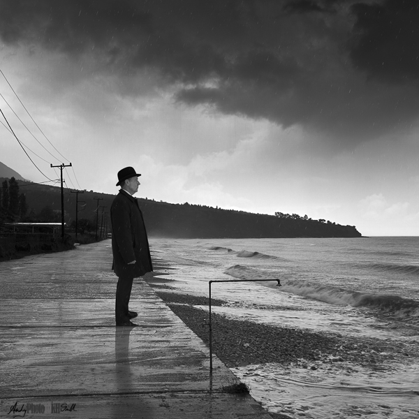 Surrealist Man on Kefalonia Seafront