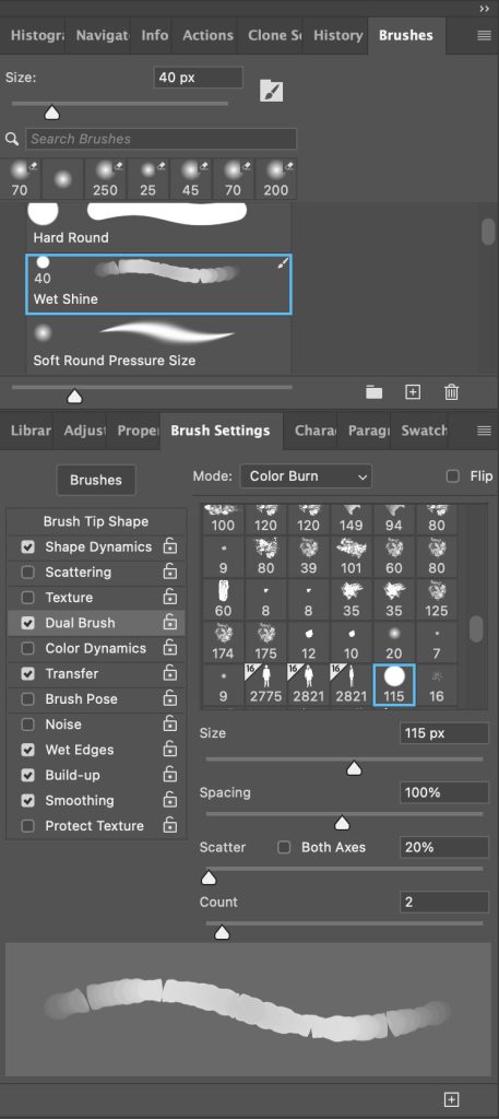 Creating a custom brush in photoshop for highlights on shiny surfaces