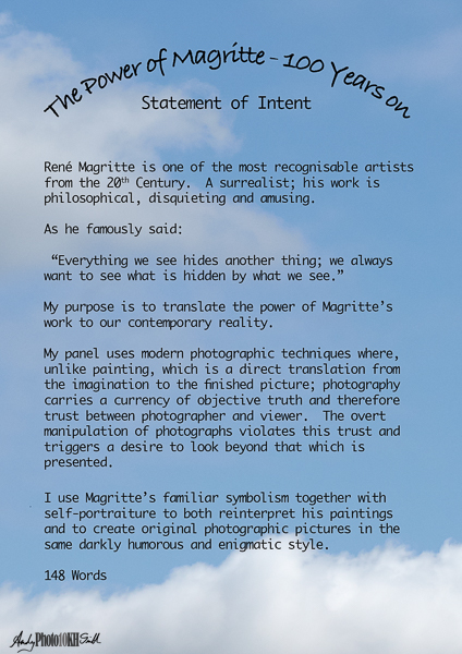 Statement of Intent Contemporary Fellowship Royal Photographic Society the Power of Magritte 100 years on 10,000 hours deliberate practice